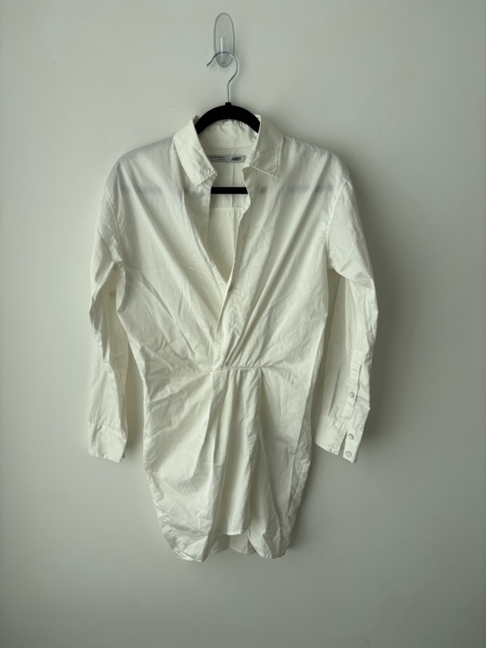JNBY White Cotton Shirt Dress Minimalist Structured Waist Tunic Scandinavian
